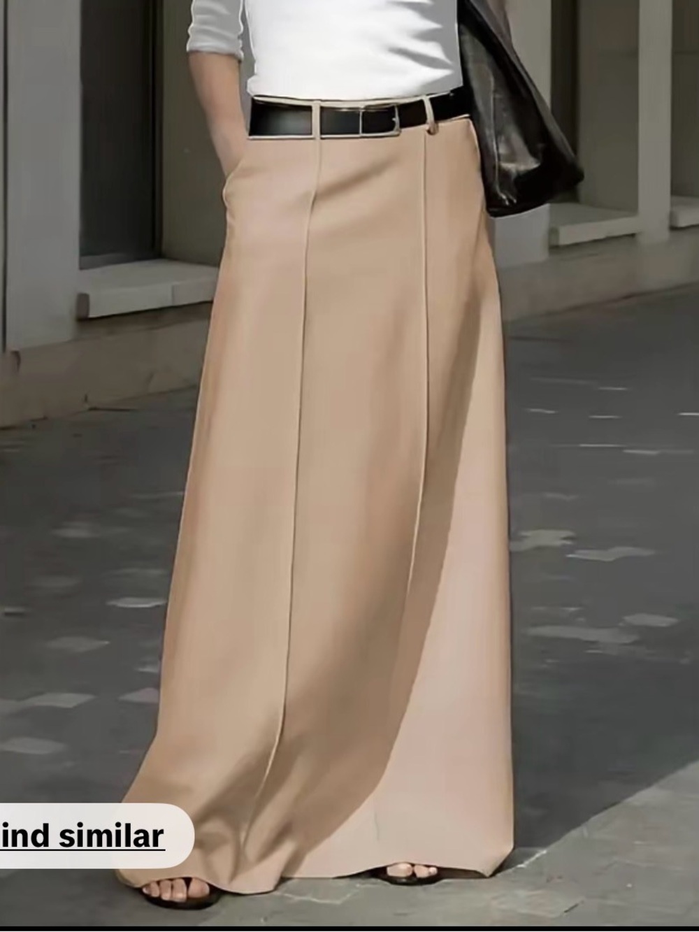 Women's Beige Long A-Line Skirt
